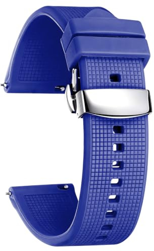 BINLUN Bracelet de Montre en Silicone à Dégagement Rapide 18mm 19mm 20mm 21mm 22mm 24mm Étanche Remplacement Bracelets pour Montres en Caoutchouc avec Boucle Déployante pour Homme et Femme
