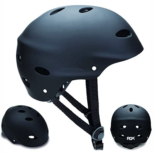 WeLLIFE Casco Regolabile per Bambini e Ragazzi - Protezione Elmetto Nero RGX adatto per Skateboard, Bici, Pattini Sicurezza Ideale Multi-Sport Leggero e Sicuro