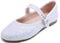 Feversole Women's Soft Breathable Mary Jane Memory Foam Cushioned Comfort Round Toe Metal Buckle Flats Walking Shoes White Glitter Size UK 7