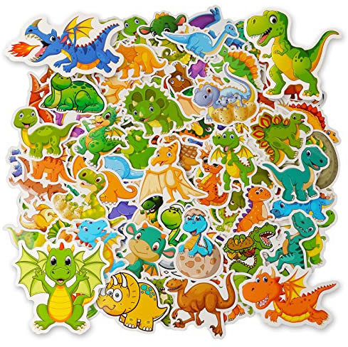 OSDUE 100 Pcs Adesivi per Bambini di Dinosauri, Adesivi Dinosauro del Fumetto, Impermeabili Adesivi Set Personalizzati per Auto/Laptop/Skateboard/Chitarra/Cellulare, Adatto Regalo per Adulti e Bambini