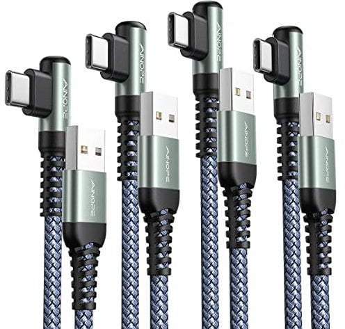 AINOPE USB C Schnellladekabel 3.1A, 4 Stück USB C Kabel [0.5M+1M+2M+3M], USB A zu USB C Ladekabel Winkel, Haltbares Nylon Geflochtenes Ladekabel USB C mit tablet, MacBook, Samsung, HUAWEI