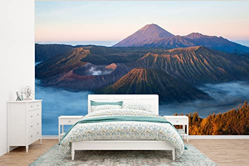 Selbstklebend Tapete Wandpapier Wandaufkleber Fototapete Tapeten Wanddeko 320x240 cm Vulkan - Natur - Nebel