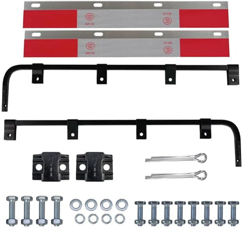 ASTAMOTOR Lot de 2 Supports complets Noirs pour Garde-Boue et Garde-Boue en Aluminium avec Bande réfléchissante pour Semi-camions, remorques, Camping-Cars et Plus Encore