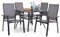 MFSTUDIO Garten Möbel Set 4 Stühle mit Tisch, Quadratischer Metall Tisch mit 4cm Schirmloch und 4 Aluminium Textilene Stühle, Terrasse, Balkon, Bistro, Veranda