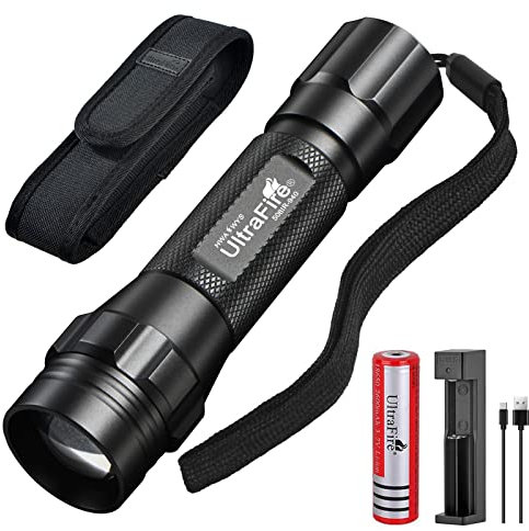 ULTRAFIRE IR Torch 940nm LED Infrared Illuminator Zoomable IR Light with Flashlight Holster, 2600mAh Rechargeable Battery and Charger, for Hog Coyote Fox Varmint Predator Night Vision
