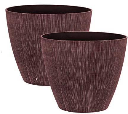 simpa Allure Textured Plastic Planters DUSTY PINK Set of 2 Pots - 33cm (H) x 38cm (Diameter)
