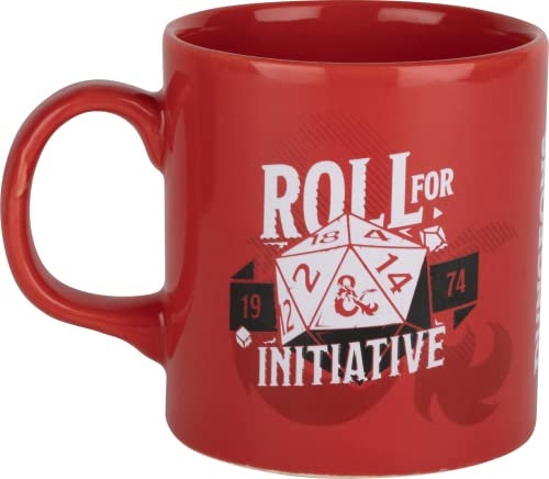 Konix Dungeons & Dragons Mug - Tasse en céramique - 320 ml - Motif Roll for Initiative - Rouge