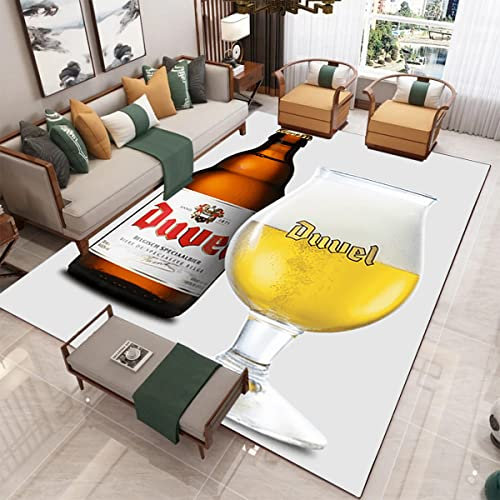 bailongma Bier Brand Print Flanell Teppich Weich Belgien Teppich Lustige Bar Club Dekor Anti Rutsch Bodenmatte D732 140×200CM