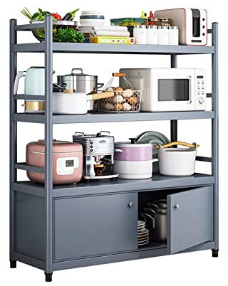 PEVSCO Küchenlagerständer Küchenschrank, Boden-zu-Boden, Mehrschichtschrank, Backofen, Mikrowelle, Aufbewahrungstopfregal mit Zaun, Lagerregal Haushaltsregal (Color : A, Size : 138cm)
