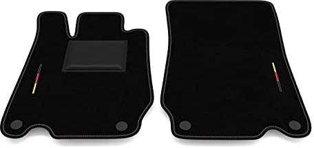 Fußmatten Kompatibel mit Mercedes SL R230 2001-2012 - Beifahrerseite mit Befestigungssystem, Stickerei Flagge Kit, Automatten-Set, Teppich-Set, Autoteppich