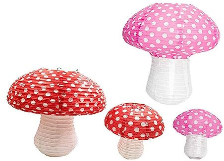 DOITOOL 4 Stück -papierlaterne -laternen-dekoration -laternen-ornament Waldpilz-ornament Hochzeit Laternen Partydekorationen Zelt Faltbar Eisen Dekorative Gegenstände Kind
