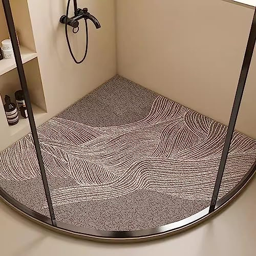 Duschmatte Dreieckig, Duschmatte Dreieckig für Eckdusche, Komfortabel Duschmatte Rutschfest Halbrund, PVC-Luffa Badematte Halbrund mit AblauflöChern Sicherheits, Schnell Trocknend,D,70x70cm(28x28inch)