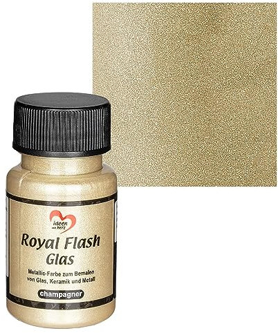 Ideen mit Herz Royal Flash Glasfarbe | metallic | mit feinsten Glitzerpartikeln | 50 ml (champagner)