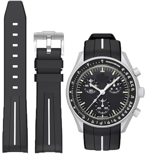 Niziruoup Kautschuk Armband für Uhr Omega x Swatch MoonSwatch Uhr 20mm Gebogenes Weiches Gummi Ersatzband Original Kautschuk Armband Sport Uhrenarmband Damen Herren
