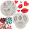 MYPRACS Heart Shaped Fondant Moulds Lips Kiss Chocolate Silicone Mould for Valentine's Day Wedding Cake Decorating Cupcake Topper Candy Chocolate Gum Paste Polymer Clay Set of 2