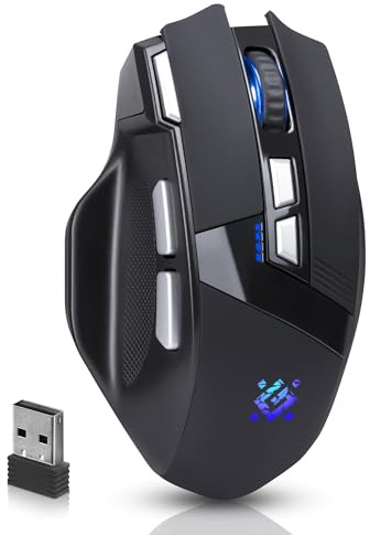 Defender Knight GM-885 Kabellose Gaming Maus, RGB Beleuchtung, 3200 DPI, 400 mAh Akku, 7 programmierbare Tasten, USB-C, 2.4 GHz Wireless Maus für PC Windows