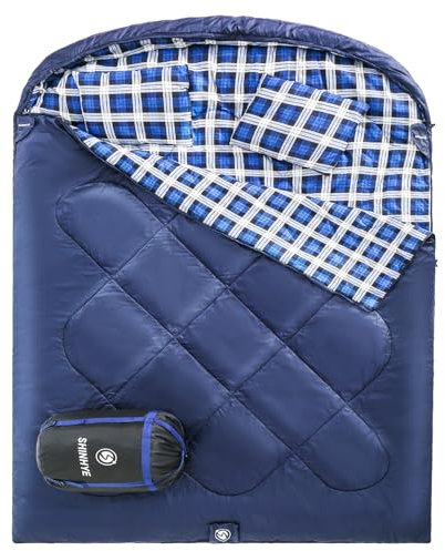 Schlafsack Sleeping Bag Srwachsene Outoodr Ultraleicht Daunenschlafsack Doppelschlafsack Packmaß Warm für Camping Trekking und Wandern 2~3 Jahreszeiten für Camping mit Kompressionsbeutel