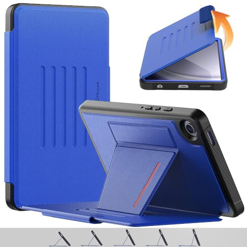 TECHGEAR Enduro Case For Samsung Galaxy Tab A9 8.7 (SM-X110 / SM-X115) Tough & Rugged Strong Magnetic & Flip Case [Auto Sleep/Wake] Drop Proof Cover with [Multi-Angle Stand] & Card Slot, Blue