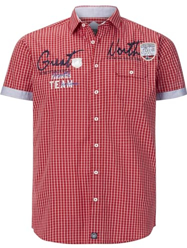 Jan Vanderstorm Herren Kurzarmhemd Ajule Kurzarm, kariert, große Größen L–7XL, Kontrast-Karo-Design, bequemer Komfort-Fit für Männer, 100% Baumwolle rot, 6XL (XXXXXXL) - 53/54