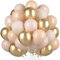 Luftballons Beige Apricot, 60 Stück Latex Ballons, Cremeweiß, Champagner Gold Metallic Mit Band für Geburtstag Hochzeit Babyparty Dekoration
