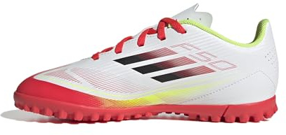 adidas Unisex Kinder F50 Club Football Boots Turf Kids, Cloud White/Core Black/Solar Yellow, 30 EU