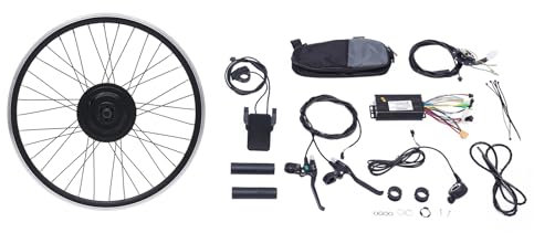 SuhoFutus Ebike Kit, 24 Zoll Ebike Umbausatz E-Bike Vorderrad Umbausatz Kit, Fahrrad Motor Kit mit Brushless Gear Motor 500W, 5-Gänge Gangverstellung, Anwendbar auf V Bremse/Scheibenbremse