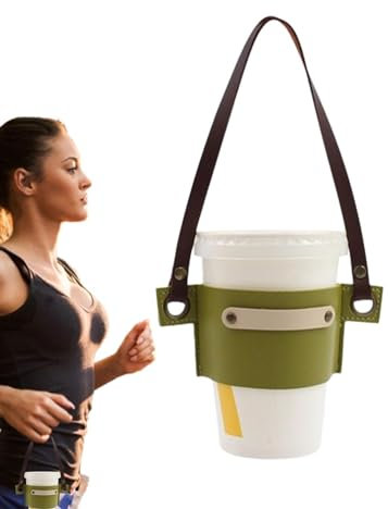 Porte-bouteille d'eau - Porte-bouteille d'eau en cuir PU - Porte-bouteille d'eau portable - Porte-gobelet réutilisable pour sports de plein air, camping
