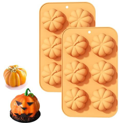 2Pcs 3D Pumpkin Cake Mould, Autumn Silicone Molds, Fall Baking Mould for Thanksgiving Halloween Christmas Candy, Baking, Cake, Chocolate