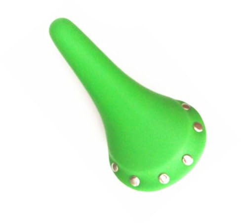 WAZUBC PU Leder Fahrradsattel, Universal Vintage Nieten Fahrradsitz Geeignet für Track Bike und Fixed Gear Fahrrad (Grün)