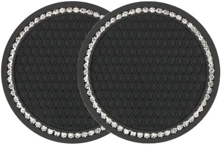 Voarge 2 Stück Auto Getränkehalter Untersetzer, Universal Getränkehalter Einsatz, Anti-Rutsch Untersetzer, Diamanten, 7cm