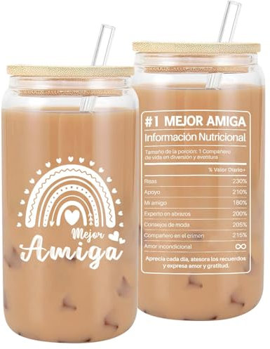VivaJoy Regalo Amiga - Regalos Para Amigas Originales, Regalo Amiga Cumpleaños, Vasos Con Tapa Y Pajita, Regalos Para Novia O Hermana Para Navidad O Cumpleaños, Taza Mejor Amiga