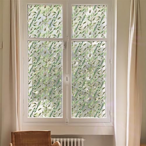 Vinilos para Cristales Hojas Marrones Verdes Vinilo Opaco para Ventanas Vinilo Adhesivo Cristal Vinilo Ventana Vinilo para Ventanas Vinilo Ventana Privacidad Vinilo Cristal Autoadhesivo 75x300cm/1 Pcs