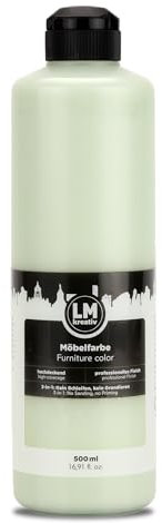 LM-Kreativ Möbelfarbe 500 ml - Blassgrün - Hochdeckende Möbellack für Innen- und Außenbereich | Möbelfarbe ohne Schleifen | Küchenfarbe/Küchenfront Farbe | Geruchsarm und Umweltschonend