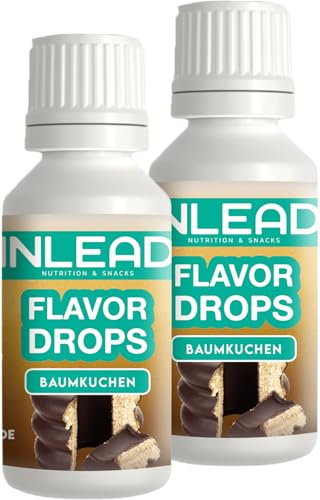 INLEAD - Flavor Drops | Zuckerfrei & Kalorienfrei | Aromatropfen für Speisen & Getränke | Vielseitig einsetzbar | Top Geschmack | Vegan - 2x 30ml (Baumkuchen)
