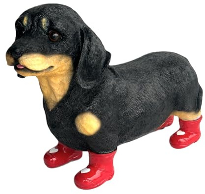 Animal Crackers Super cute Dogs and Farm Animals in Wellington 'Welly' Boots figurines novelty home or garden decoration or collectables, GIFT BOXED (Dachshund 'LOVE DOGS' edition)