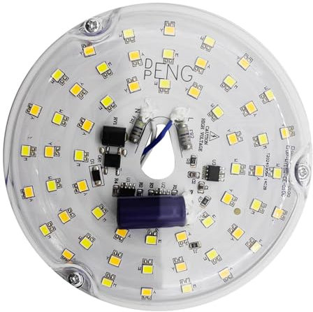 Oreilet Reemplazo de Luz LED del Ventilador de Techo de 4, 15W 3000K 4000K 6000K Kit Luz de Ventilador de Techo Redondo, Kit de Modernización LED de 3 Colores para el Soporte de (230V)