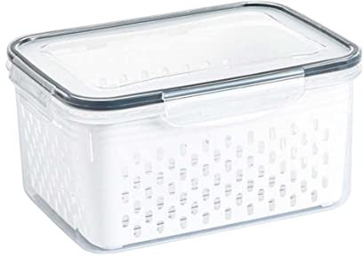 Contenant de rangement de fruits Réfrigérateur Bornes d'organisateur réfrigérateur Récipient salade alimentaire avec une passoire couvercle 1750 ml, ensembles récipients