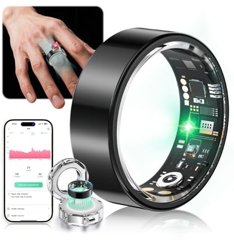 Lozltx Smart Ring 2025【IP68 & Militärgeprüftes Titan-Design 】【JZ5.0-Chip】 Smartring Fitness Ring- 200 Modi für Android IOS Smartringe für-Schwarz #11