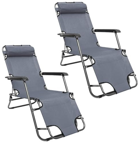 AMANKA 2er Set: 153x60 Relaxliege Garten Liegestuhl Klappbar - Gartenstuhl mit Liegefunktion - Sonnenliege Faltbar - Campingliege Leicht - Gartenliege Wetterfest Strandliege Relaxsessel Outdoor Liege