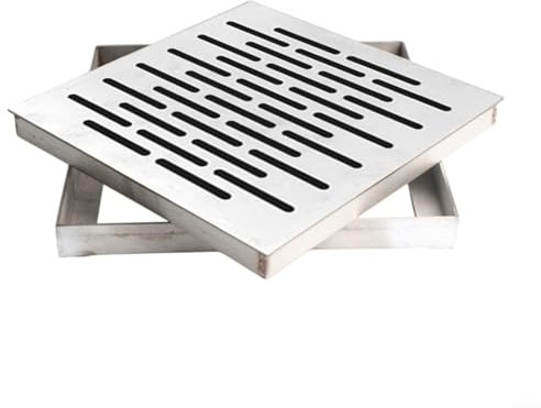 Edelstahl-Bodenablaufabdeckung, quadratisches Gitterrost mit Rahmen, mehrere Größen, strapazierfähig, rutschfest, Drainagesystem für den Innen- und Außenbereich, Badezimmer, Dusche, Küche, Terrasse