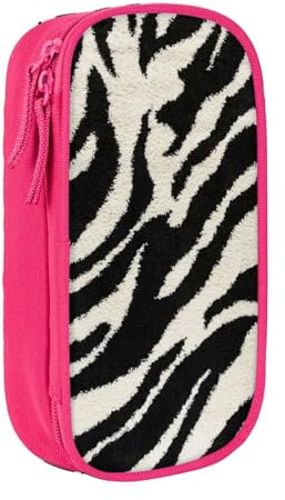WXWJSHMGC Trousse à crayons double couche avec fermeture éclair - Tissu durable - Motif zèbre - Idéal pour les étudiants, rose, Taille unique, Trousse de beauté