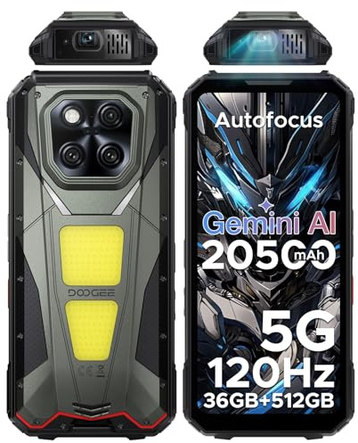 DOOGEE V Max Play 5G AI Telephone Portable Incassable, 36 Go+512 Go, 20500 MAh, Dimensity 7300, 6,78 FHD+120 Hz Smartphone Incassable avec Projecteur 100LM, 200MP+8MP+20MP, Lampes De Camping 1200 L