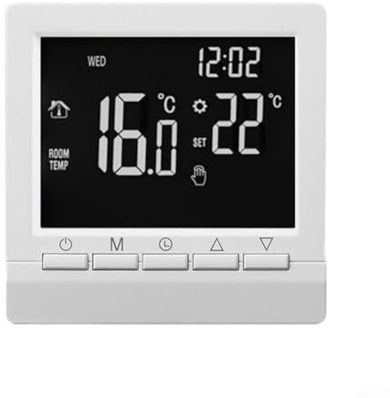 Feeshoppher Programmable Digital Boiler Thermostat with LCD Display, Wired Room Temperature Controller for Heating Systems, 7-Day Timing Modes, Child Lock and Anti-Freeze Protection