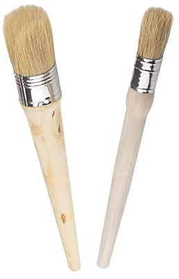 Ginddy Kreidefarbe,2 Stück Rundpinsel,Wachspinsel Set Naturborsten Rund Wachspinsel zum Malen Folkart Wachsen Möbel Wohnkultur (20 mm 30 mm)