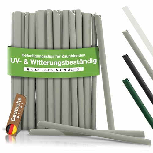 BooGardi Befestigungsclips Sichtschutzstreifen für Doppelstabmatten · 120x Clips Hellgrau · PVC Klemmschienen für Sichtschutz Doppelstabmattenzaun & Stabmattenzaun · Zaun Zubehör