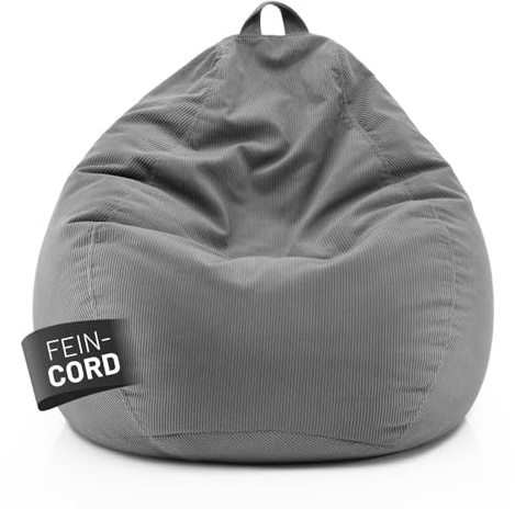 Lumaland Comfort Line Sitzsack Feincord XXL - 315 L | bequemer Sofa Sessel Cord – ideal zum Pouf | EPS Perlen Bean Bag mit Füllung | Indoor Sitzsessel - waschbar | Liegesack für Erwachsene & Teenager