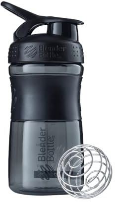 BlenderBottle Sportmixer Tritan Trinkflasche mit BlenderBall, geeignet als Protein Shaker, Eiweißshaker, Wasserflasche oder für Fitness Shakes, BPA frei, skaliert bis 500 ml, 590 ml, fashion schwarz