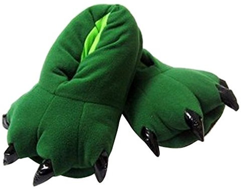 Aivtalk - Adulto Zapatilla de Franela Suave Caliente de Paw Animal Divertido Slipper Disfraz Cosplay Garraa Monstruo Para Carnaval Navidad Talla EU 38-45 - Verde