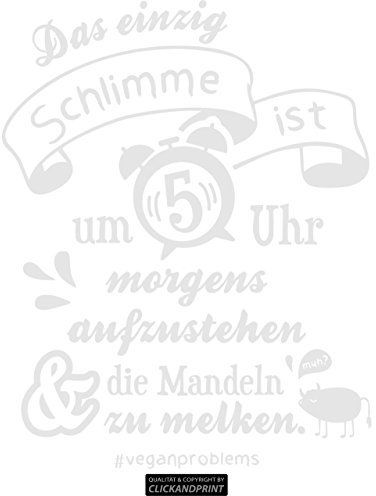 CLICKANDPRINT Aufkleber » Vegane Probleme - Mandeln melken, 40x31,5cm, Glasdekor silber grob (Raureif- und Sandstrahleffekt) • Dekoaufkleber / Autoaufkleber / Sticker / Decal / Vinyl