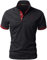 GNRSPTY Polo da Uomo Manica Corta Ricami Fulvi Casual Chic Poloshirt Camicia T-Shirt Estate,Nero,L
